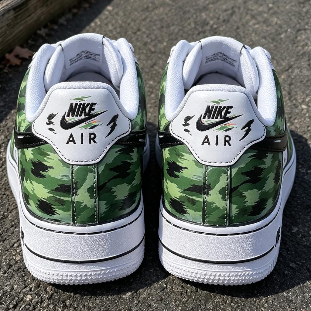 Custom Comic Style Camo Air Force 1, Cartoon Effect Sneakers, Hand Painted Urban Streetwear Shoes, Unique Gift for Him