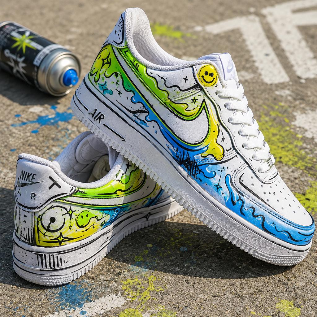 Custom Graffiti Air Force 1 – Hand Painted Urban Streetwear Sneakers – Personalized One-of-a-Kind Art Shoes