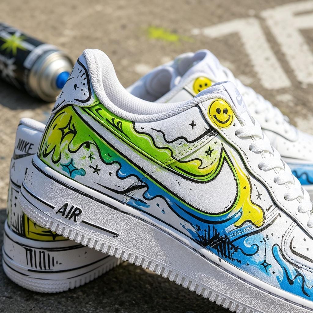 Custom Graffiti Air Force 1 – Hand Painted Urban Streetwear Sneakers – Personalized One-of-a-Kind Art Shoes