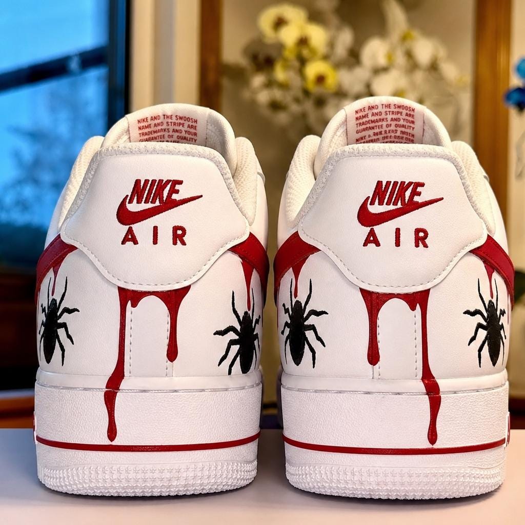 Blood Spider Drip Shoes, Hand Painted AF1 Gothic Streetwear,birthday gift for son
