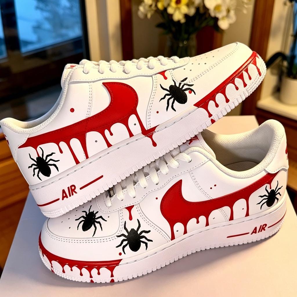 Blood Spider Drip Shoes, Hand Painted AF1 Gothic Streetwear,birthday gift for son