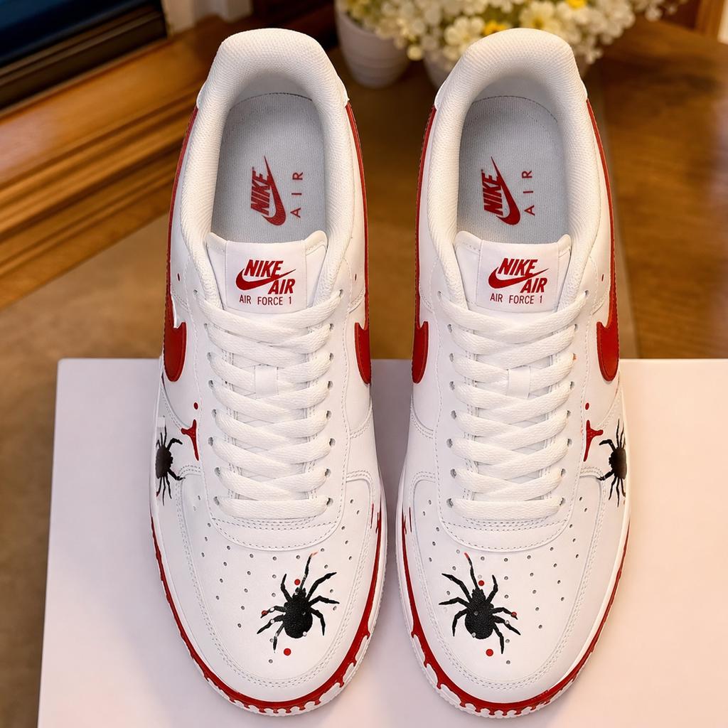 Blood Spider Drip Shoes, Hand Painted AF1 Gothic Streetwear,birthday gift for son