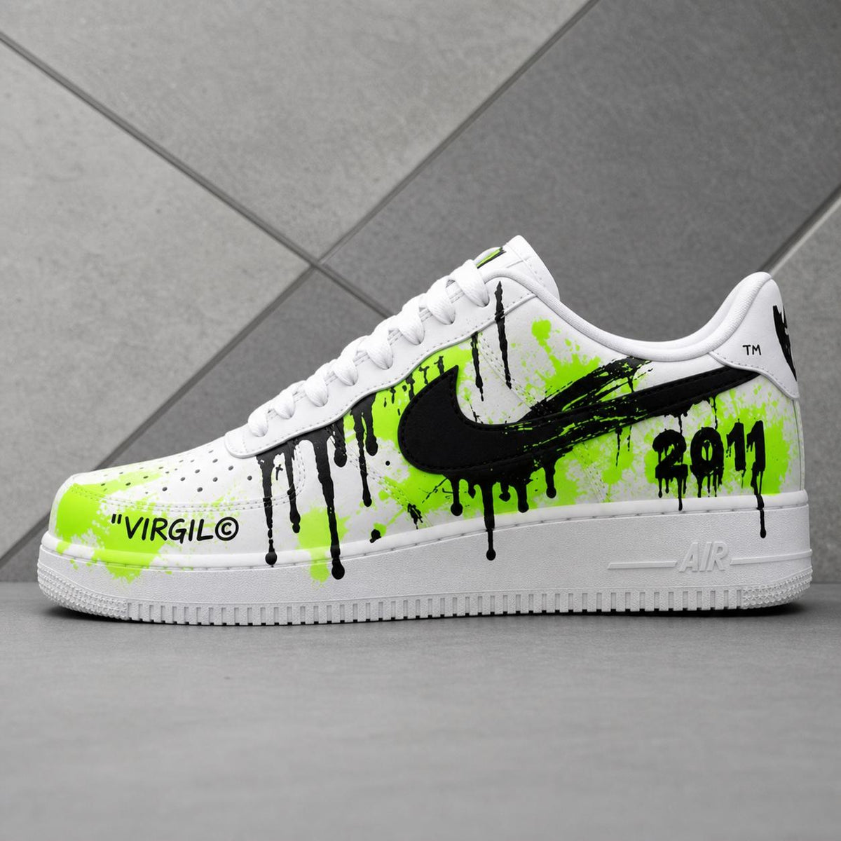Custom Graffiti Air Force 1 Sneakers, Green Black Hand-Painted and Spray-Painted Shoes, Gift for Him Her