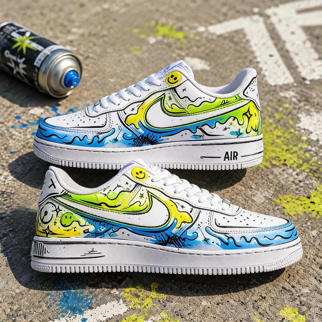 Custom Graffiti Air Force 1 – Hand Painted Urban Streetwear Sneakers – Personalized One-of-a-Kind Art Shoes