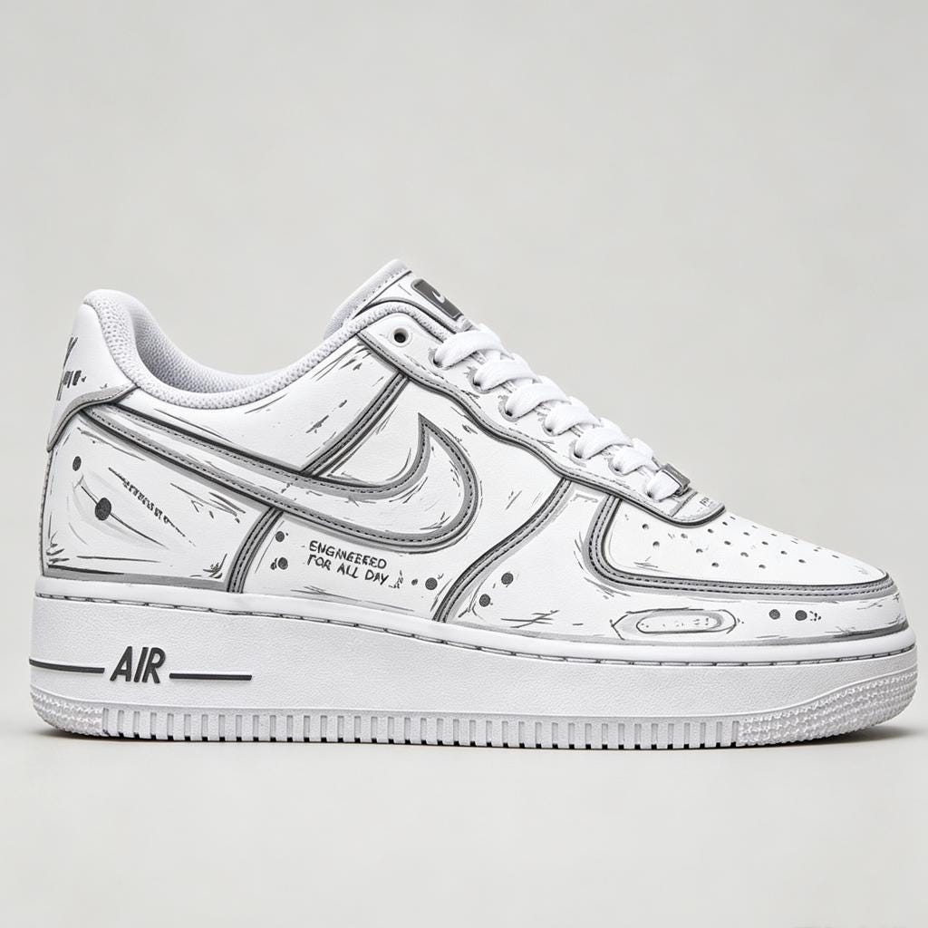 Comic Style Air Force 1,Unique Hand-Painted Sketch Design AF1 Sneakers for Birthday Graduation Gift