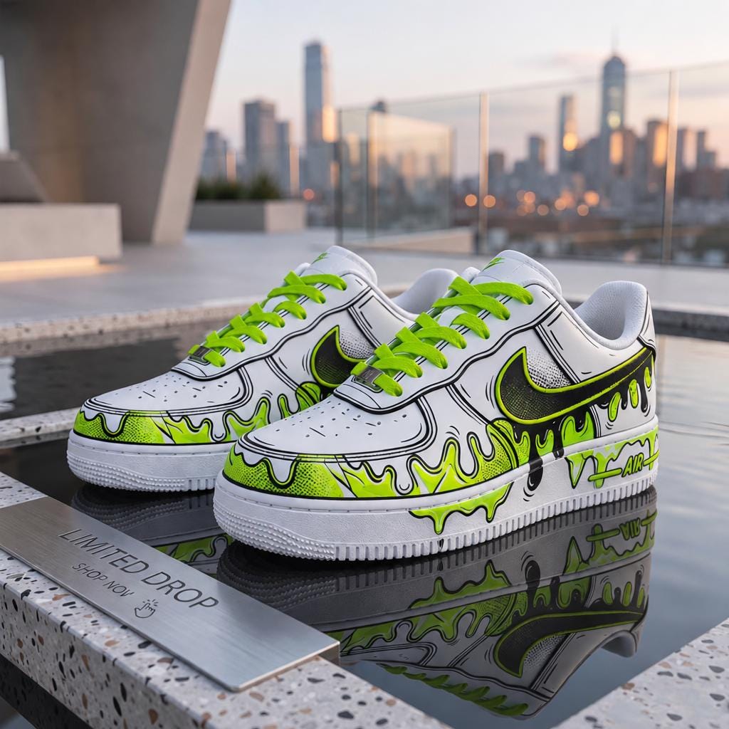 Custom Blue Drip Air Force 1, Hand Painted Cartoon Drip Sneakers, Cartoon Style Shoes,Gift For Him