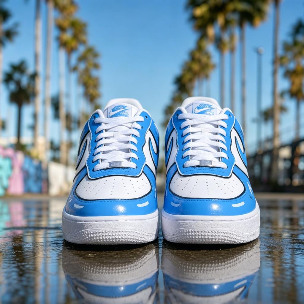 Comic Style Air Force 1, Graphic Design Custom Sneakers, 2D Cartoon Style Footwear, Unique Gift for Sneakerheads