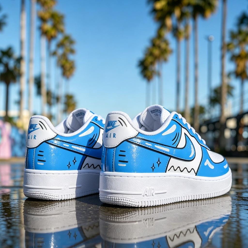 Comic Style Air Force 1, Graphic Design Custom Sneakers, 2D Cartoon Style Footwear, Unique Gift for Sneakerheads