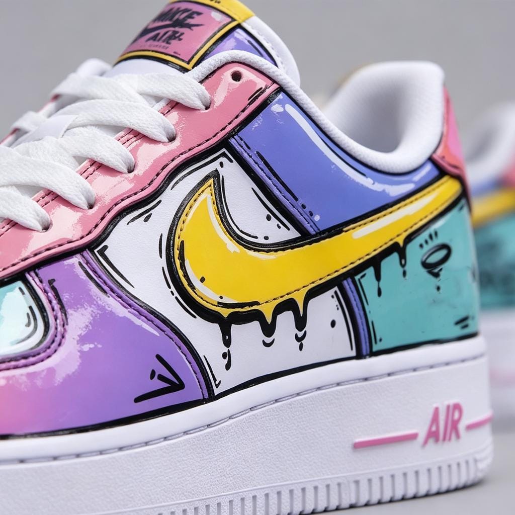Colorful AF1,Cartoon Drip Air Force 1, Vibrant Pop Art Sneakers, Personalized Streetwear Kicks, Unique Comic Style Footwear