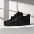 Black Crystal AF1 Custom Sneakers, Dark Luxury Party Footwear, Unique Gift for Birthday & Graduation