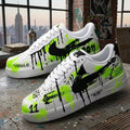 Custom Graffiti Air Force 1 Sneakers, Green Black Hand-Painted and Spray-Painted Shoes, Gift for Him Her