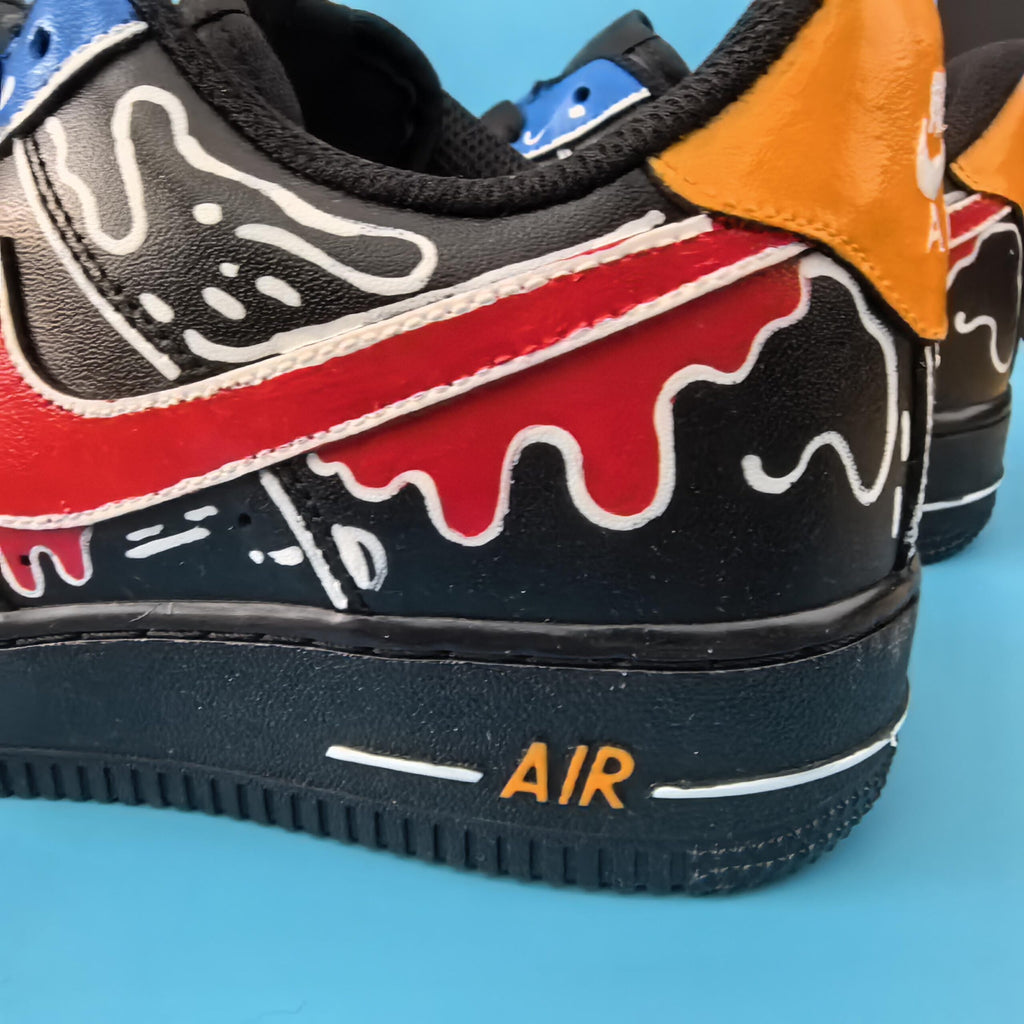Custom Black AF1 Sneakers, Hand-Painted Graffiti Kicks,Personalized Sneakers,Gift for him