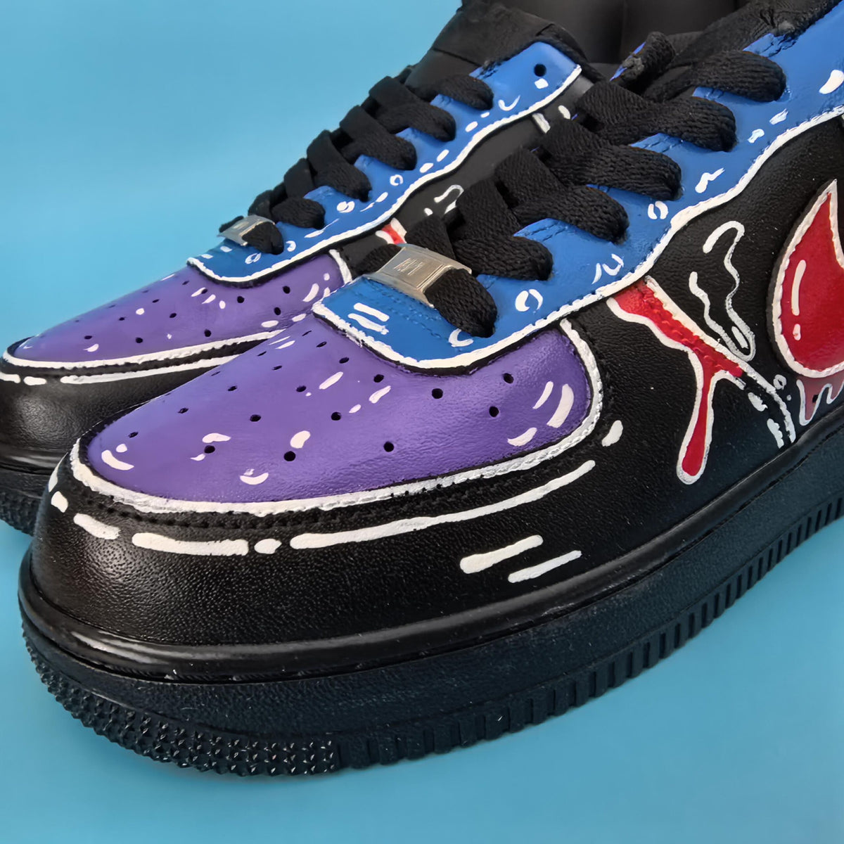 Custom Black AF1 Sneakers, Hand-Painted Graffiti Kicks,Personalized Sneakers,Gift for him