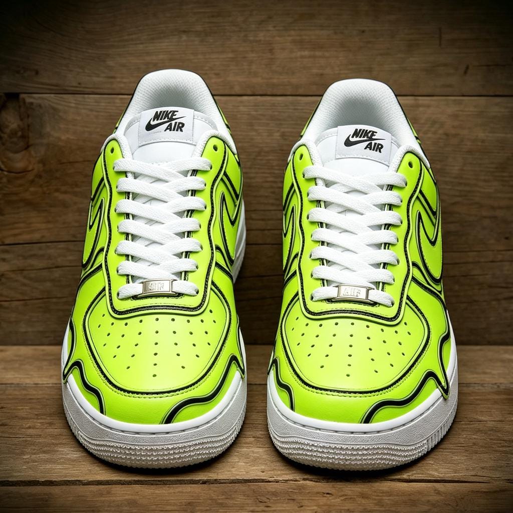 Custom Green Comic Air Force 1 , Hand Painted Neon Green Shoes, Streetwear Festival Kicks, Unique Birthday Gift
