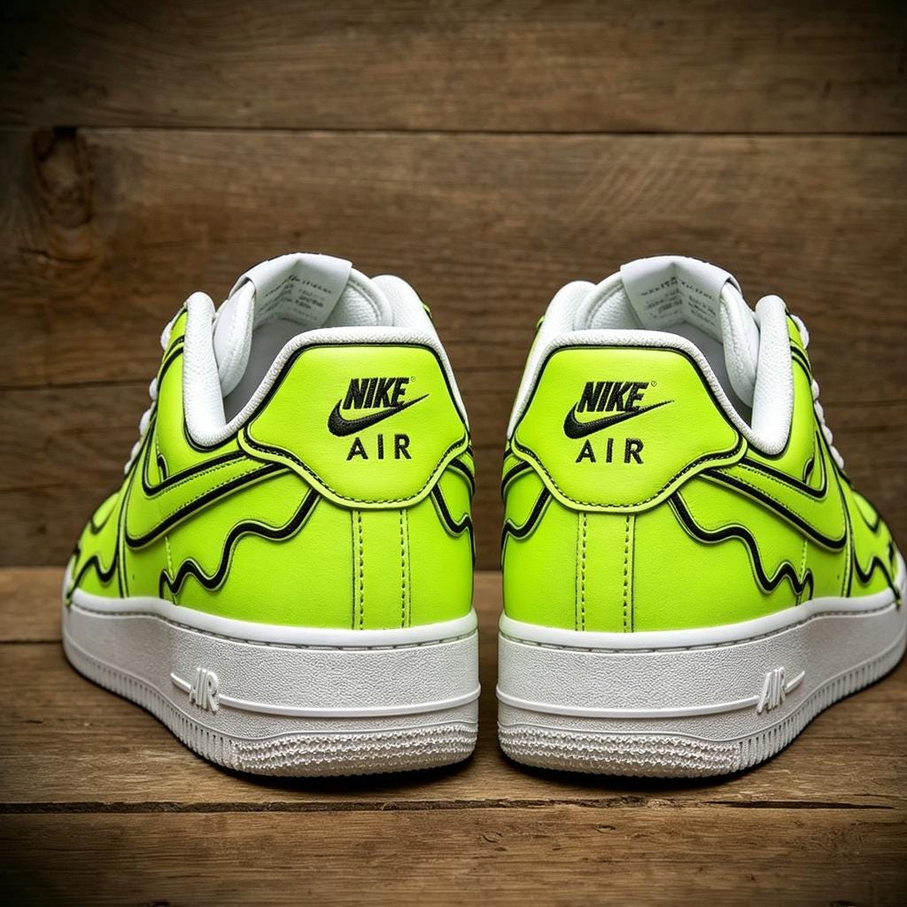 Custom Green Comic Air Force 1 , Hand Painted Neon Green Shoes, Streetwear Festival Kicks, Unique Birthday Gift