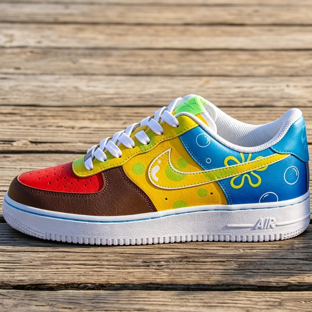 Custom Cartoon Flower Air Force 1 Sneaker, Hand Painted Pop Art Shoes Gift for Him Her Birthday Graduation