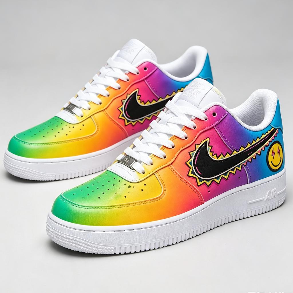 Custom Air Force 1, Rainbow Gradient Sneakers, Hand Painted AF1 Low, Streetwear Shoes, Custom Art Footwear