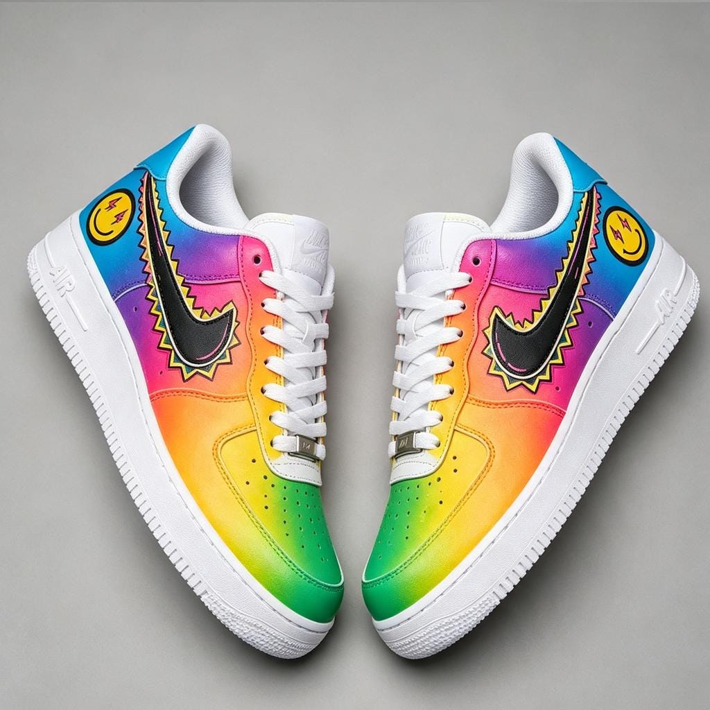 Custom Air Force 1, Rainbow Gradient Sneakers, Hand Painted AF1 Low, Streetwear Shoes, Custom Art Footwear