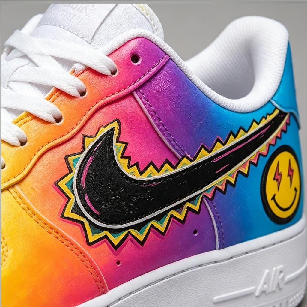 Custom Air Force 1, Rainbow Gradient Sneakers, Hand Painted AF1 Low, Streetwear Shoes, Custom Art Footwear