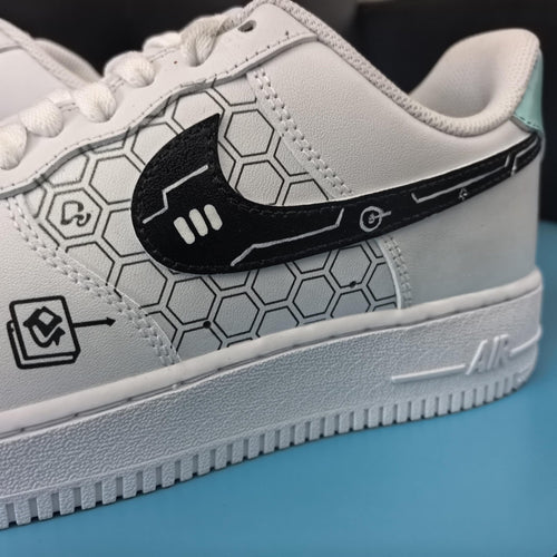 Air Force 1 Custom -Hand Painted Shoes- Techwear Decoding Sneakers-DataStream Custom AF1-Decoding Series AF1