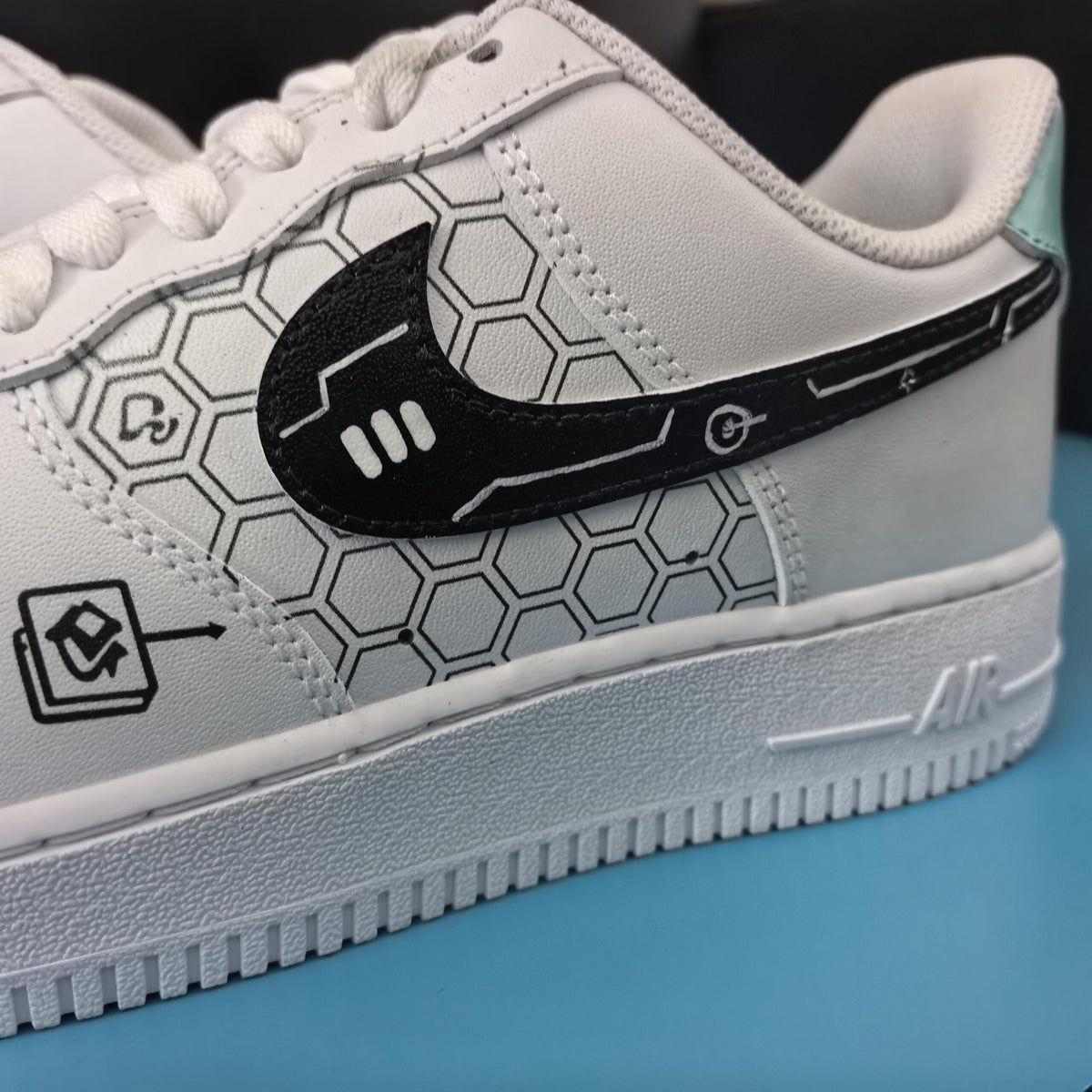Air Force 1 Custom -Hand Painted Shoes- Techwear Decoding Sneakers-DataStream Custom AF1-Decoding Series AF1