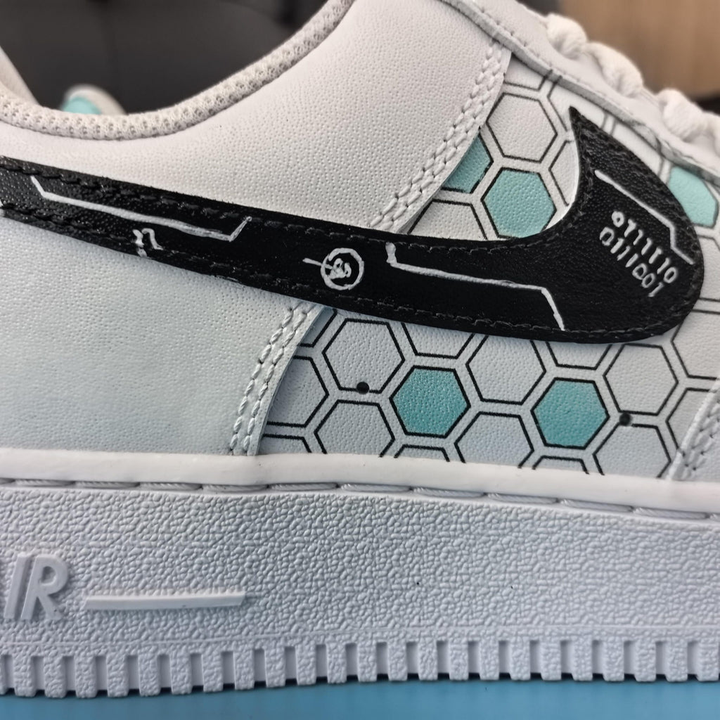 Air Force 1 Custom -Hand Painted Shoes- Techwear Decoding Sneakers-DataStream Custom AF1-Decoding Series AF1