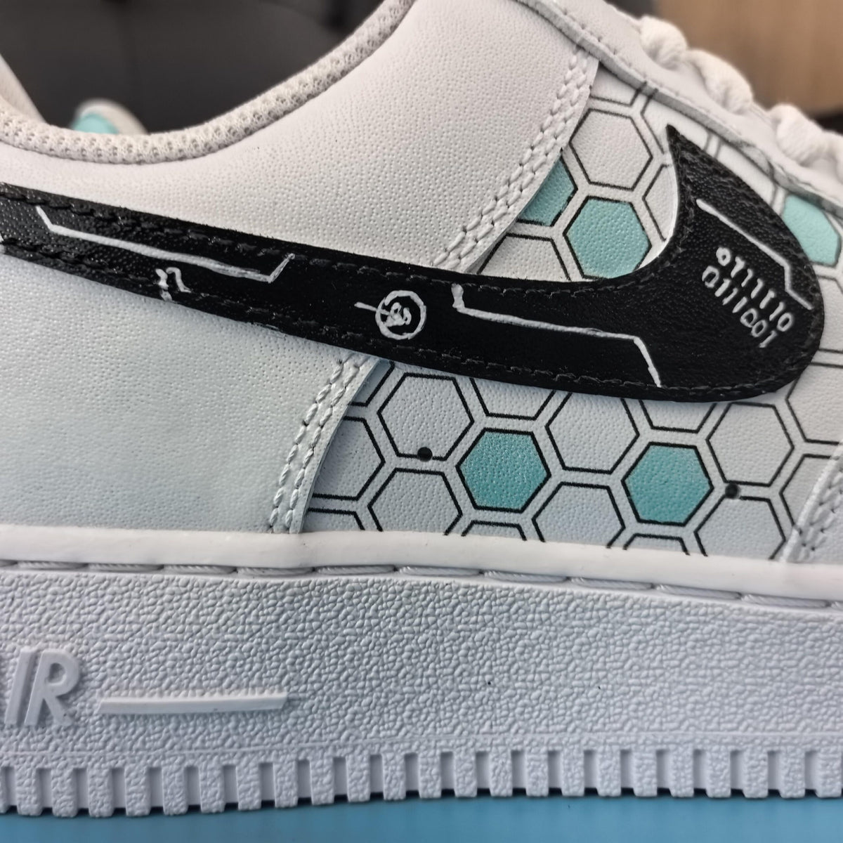 Air Force 1 Custom -Hand Painted Shoes- Techwear Decoding Sneakers-DataStream Custom AF1-Decoding Series AF1