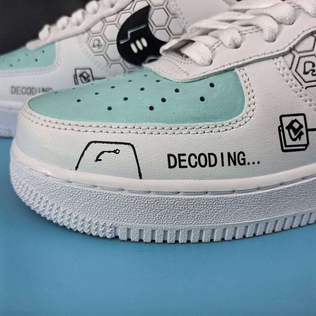 Air Force 1 Custom -Hand Painted Shoes- Techwear Decoding Sneakers-DataStream Custom AF1-Decoding Series AF1