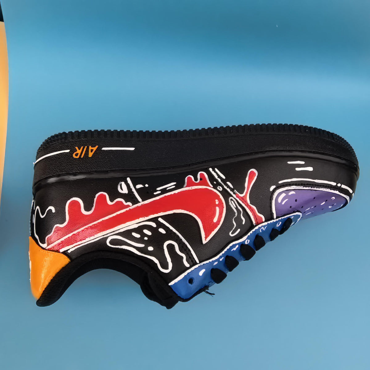Custom Black AF1 Sneakers, Hand-Painted Graffiti Kicks,Personalized Sneakers,Gift for him
