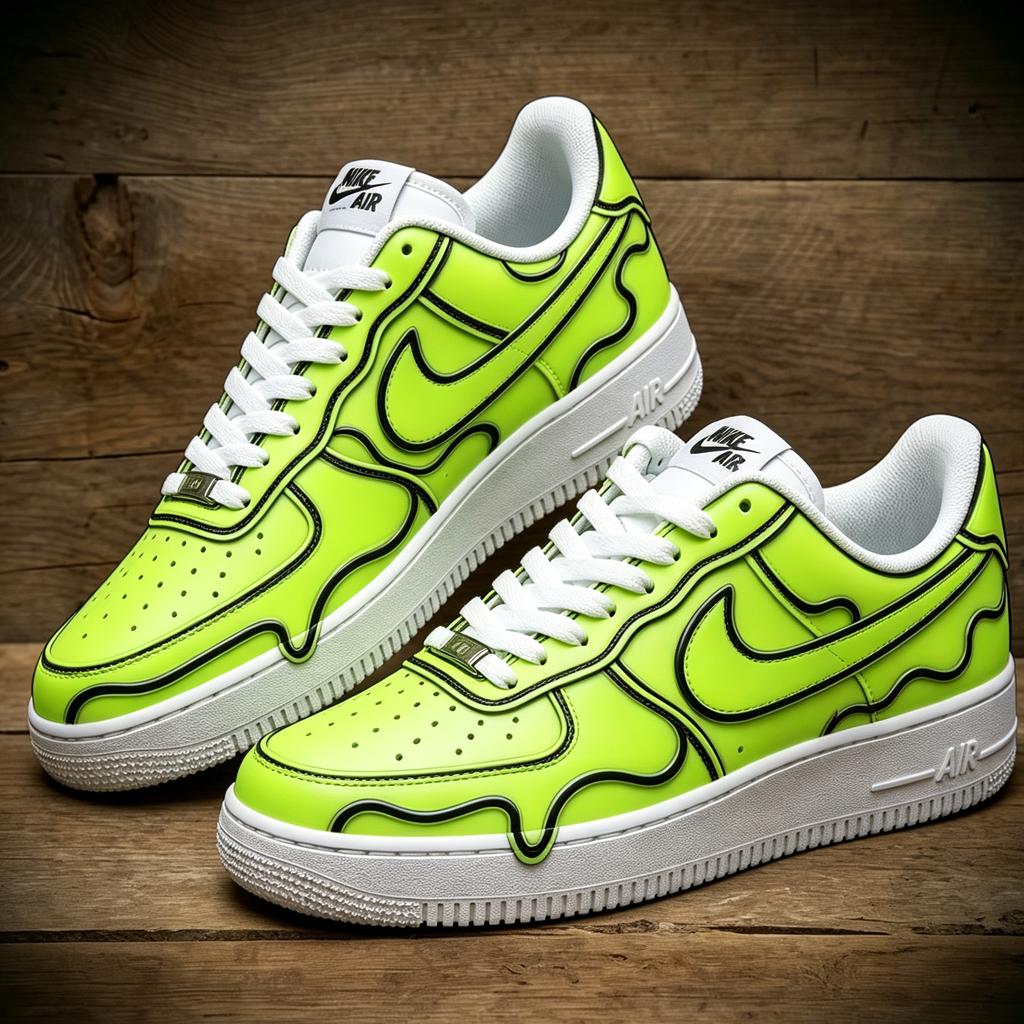 Custom Green Comic Air Force 1 , Hand Painted Neon Green Shoes, Streetwear Festival Kicks, Unique Birthday Gift
