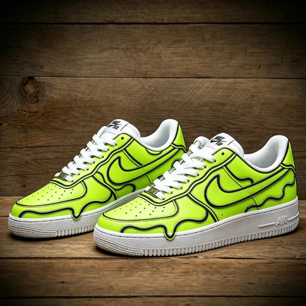 Custom Green Comic Air Force 1 , Hand Painted Neon Green Shoes, Streetwear Festival Kicks, Unique Birthday Gift