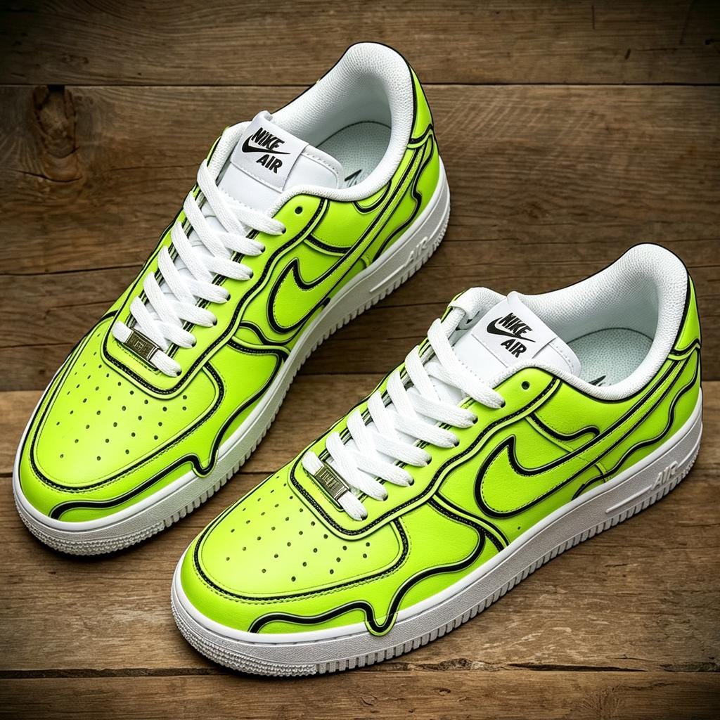 Custom Green Comic Air Force 1 , Hand Painted Neon Green Shoes, Streetwear Festival Kicks, Unique Birthday Gift