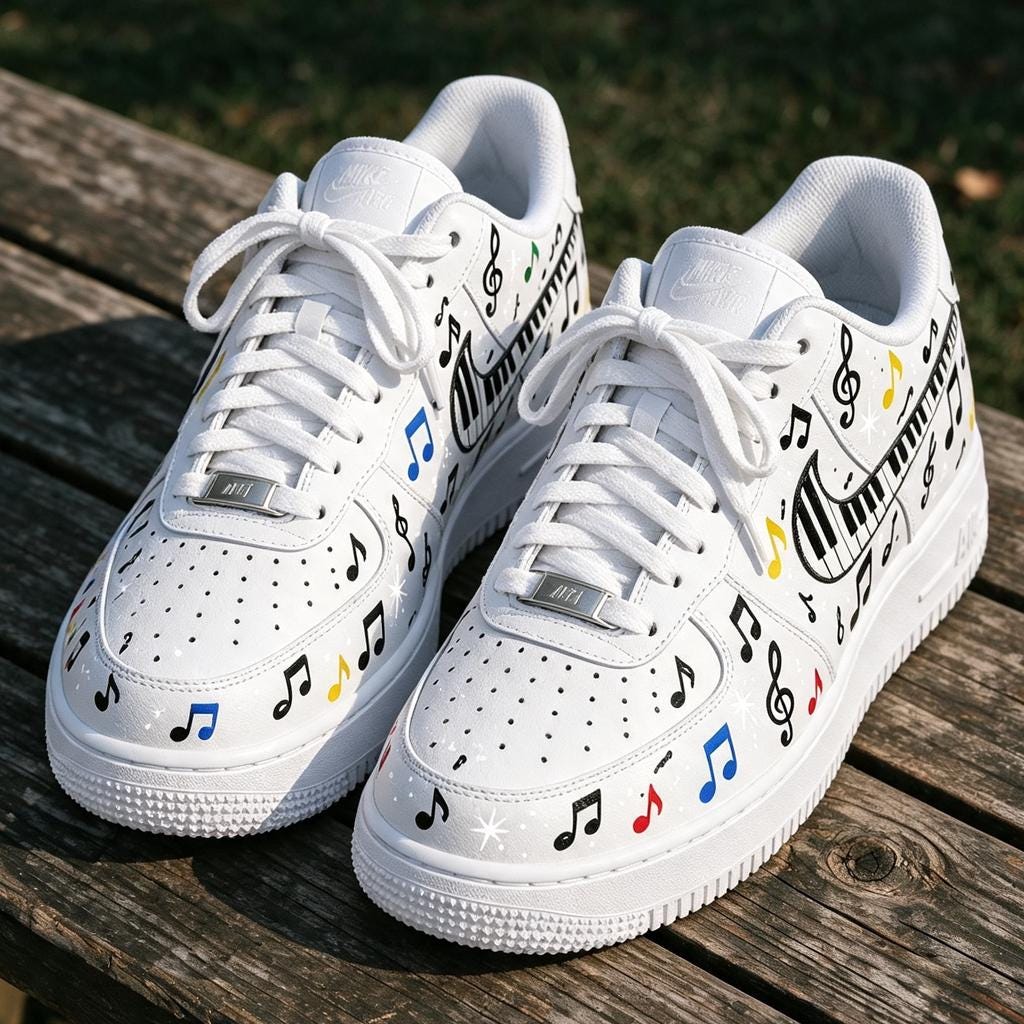 Custom AF1 Piano Notes Sneakers – Handcrafted Musical Melody Kicks – Unique Birthday And Holiday Gift Idea