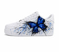 Air Force Style Hand Painted Blue Butterfly Sneakers-Custom Butterfly Shoes-Artistic Women’s Casual Shoes-Unigue Gift