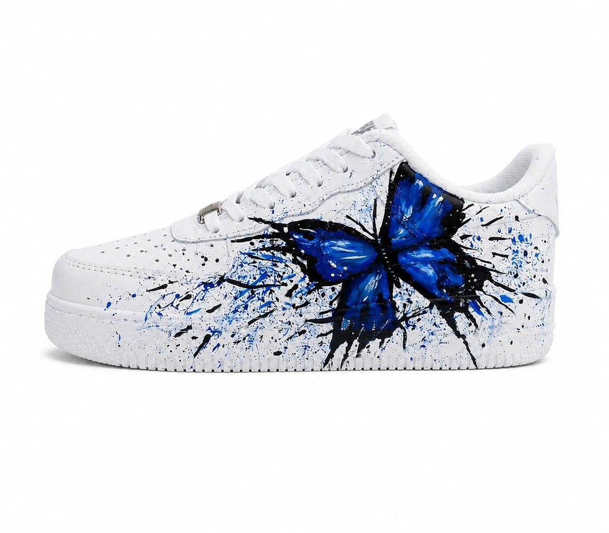 Air Force Style Hand Painted Blue Butterfly Sneakers-Custom Butterfly Shoes-Artistic Women’s Casual Shoes-Unigue Gift