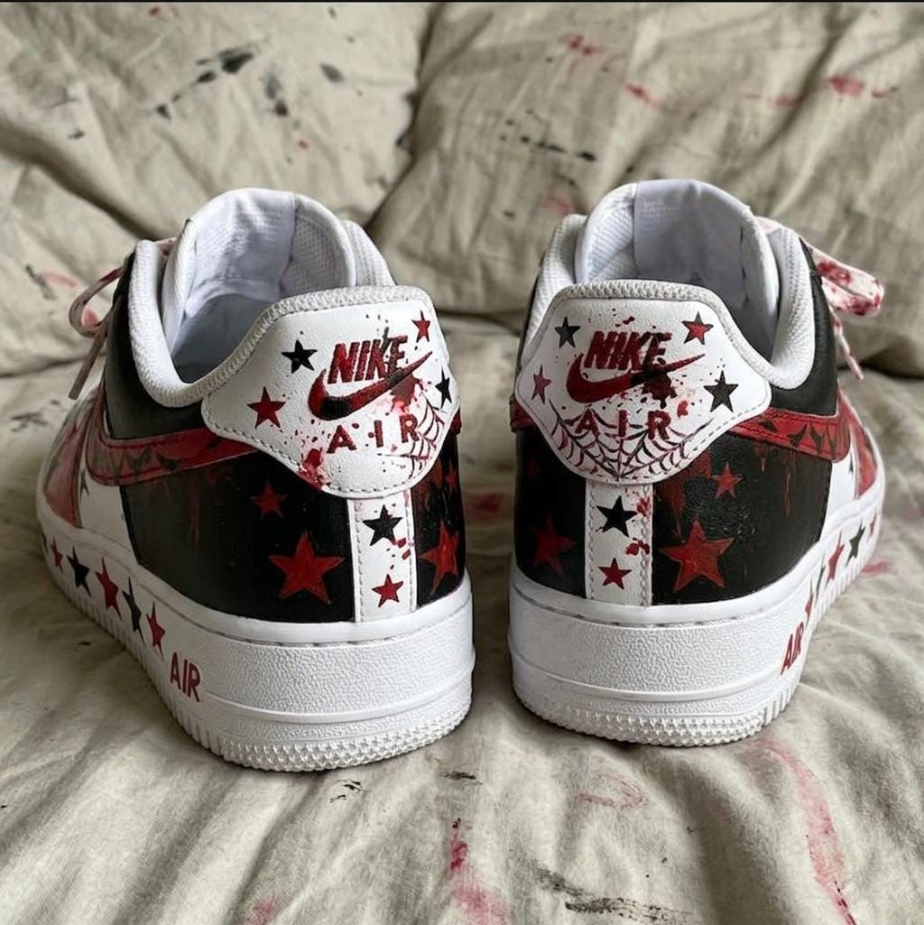 Custom Air Force 1,Hand Painted Spiderweb Sneakers, Red Star Shoes, Streetwear Fashion Sneakers, Unique Art Shoes For Him