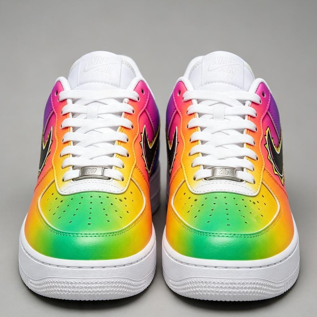 Custom Air Force 1, Rainbow Gradient Sneakers, Hand Painted AF1 Low, Streetwear Shoes, Custom Art Footwear