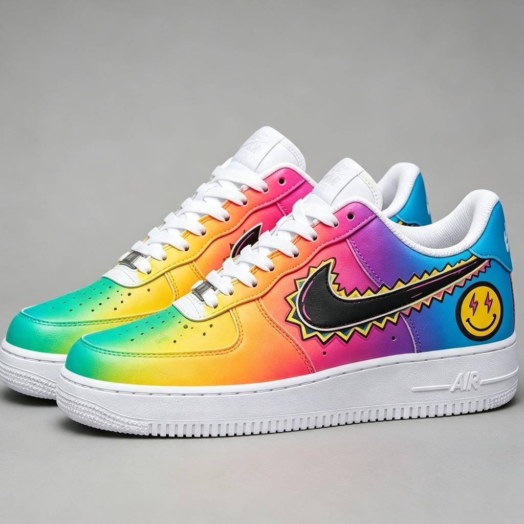 Custom Air Force 1, Rainbow Gradient Sneakers, Hand Painted AF1 Low, Streetwear Shoes, Custom Art Footwear