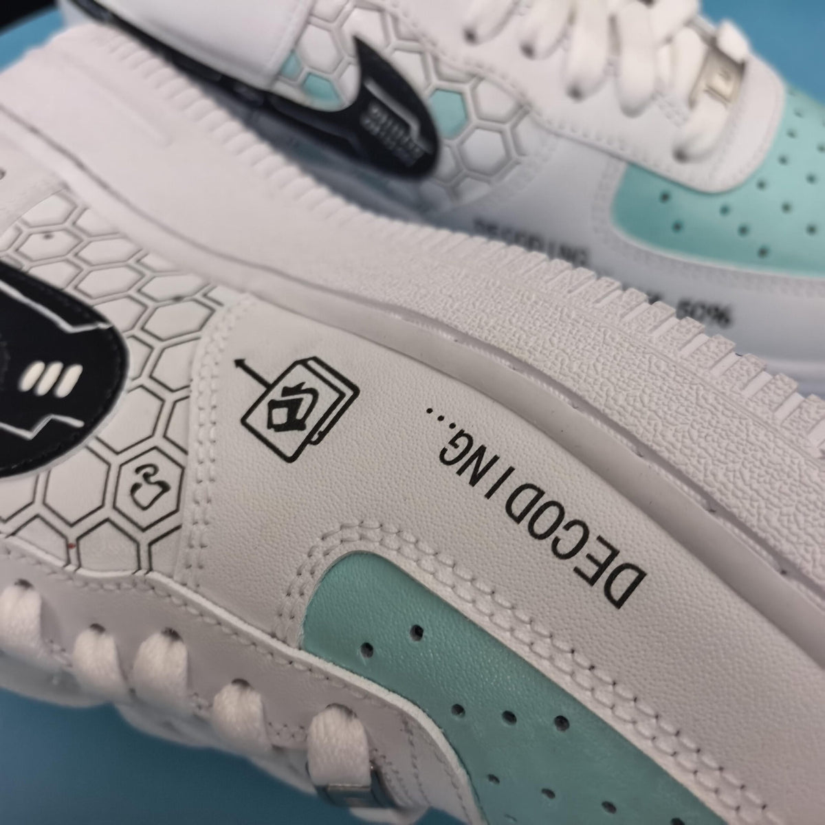 Air Force 1 Custom -Hand Painted Shoes- Techwear Decoding Sneakers-DataStream Custom AF1-Decoding Series AF1