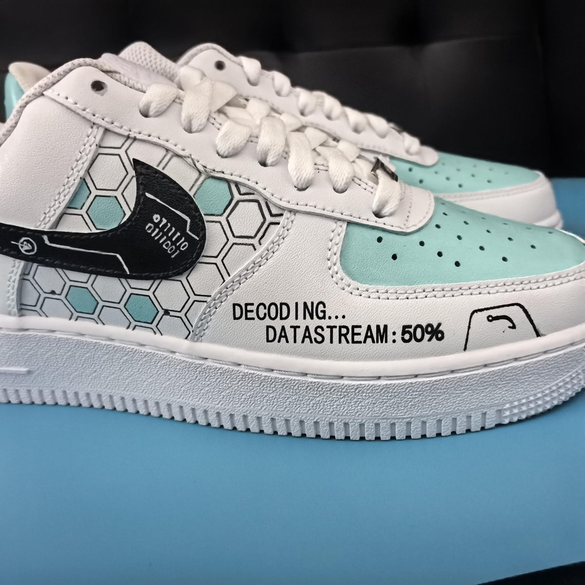 Air Force 1 Custom -Hand Painted Shoes- Techwear Decoding Sneakers-DataStream Custom AF1-Decoding Series AF1