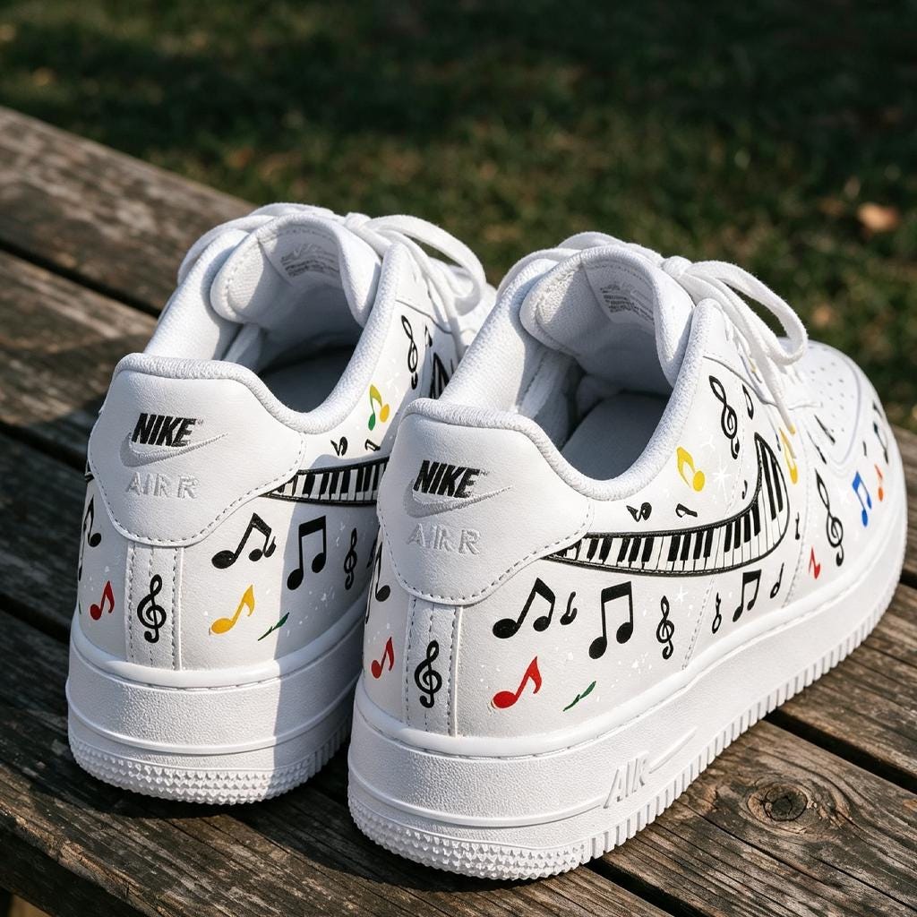 Custom AF1 Piano Notes Sneakers – Handcrafted Musical Melody Kicks – Unique Birthday And Holiday Gift Idea