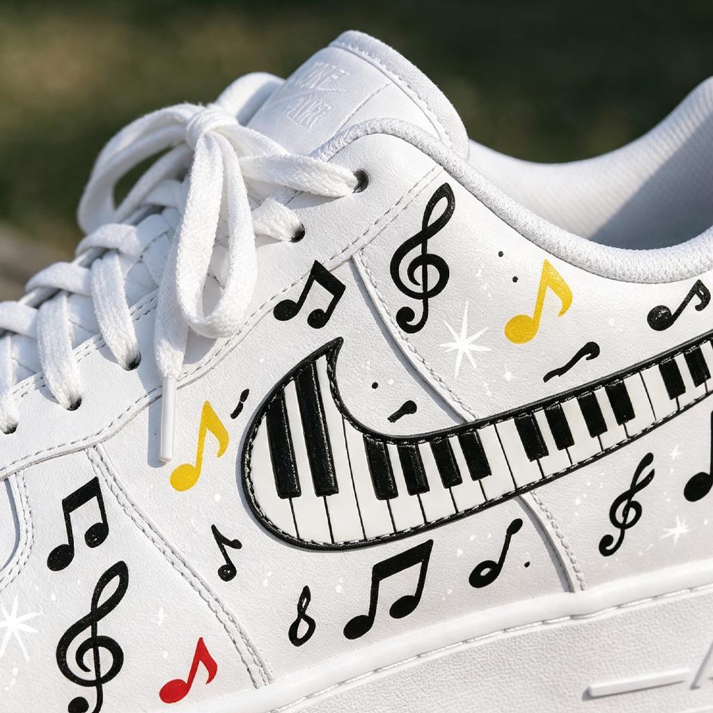 Custom AF1 Piano Notes Sneakers – Handcrafted Musical Melody Kicks – Unique Birthday And Holiday Gift Idea