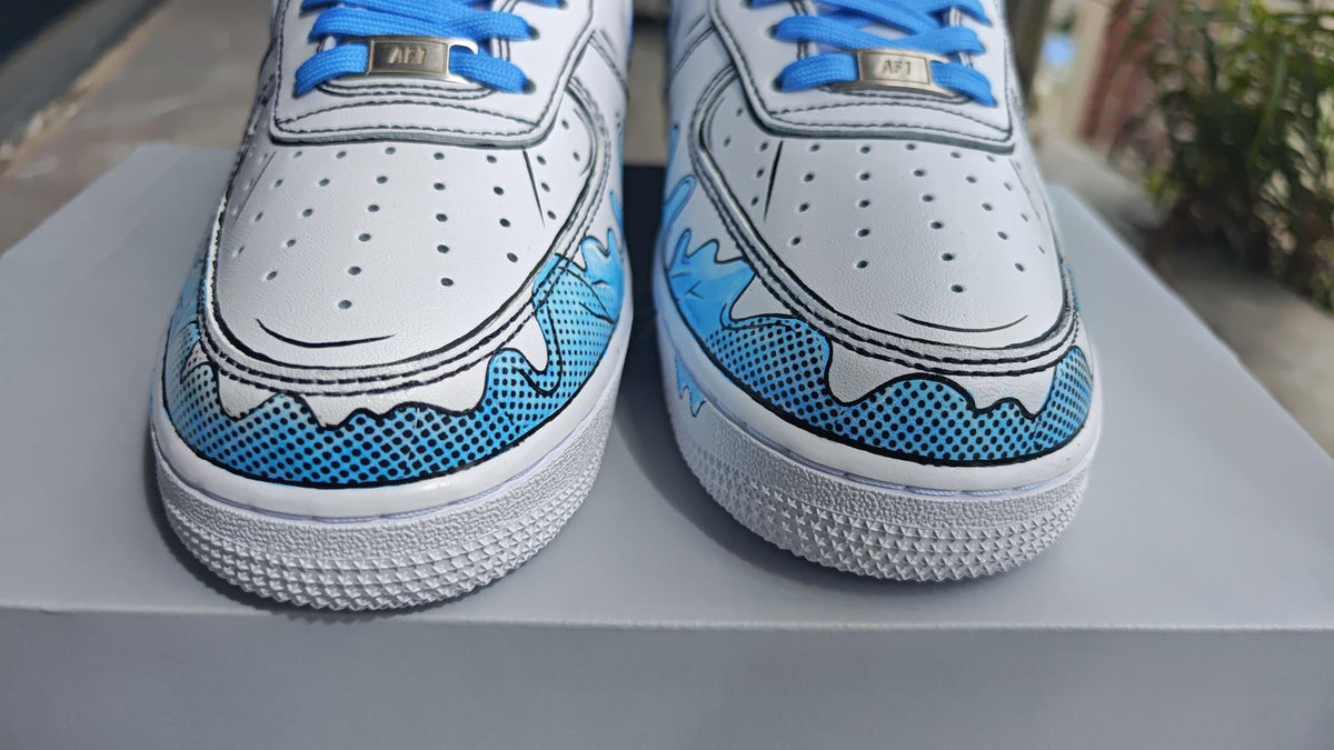 Custom Blue Drip Air Force 1, Hand Painted Cartoon Drip Sneakers, Cartoon Style Shoes,Gift For Him