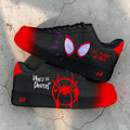 Custom Black Red Spider Sneakers, Hand Painted Comic Shoes, Spider Web Streetwear Sneakers, Unique Personalized Gift for Sneaker Lovers