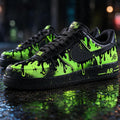 Custom Air Force 1 Sneakers,Hand Painted Neon Green&Black Graffiti Shoes,Drip Style Streetwear Sneakers,Unique Gift For Him