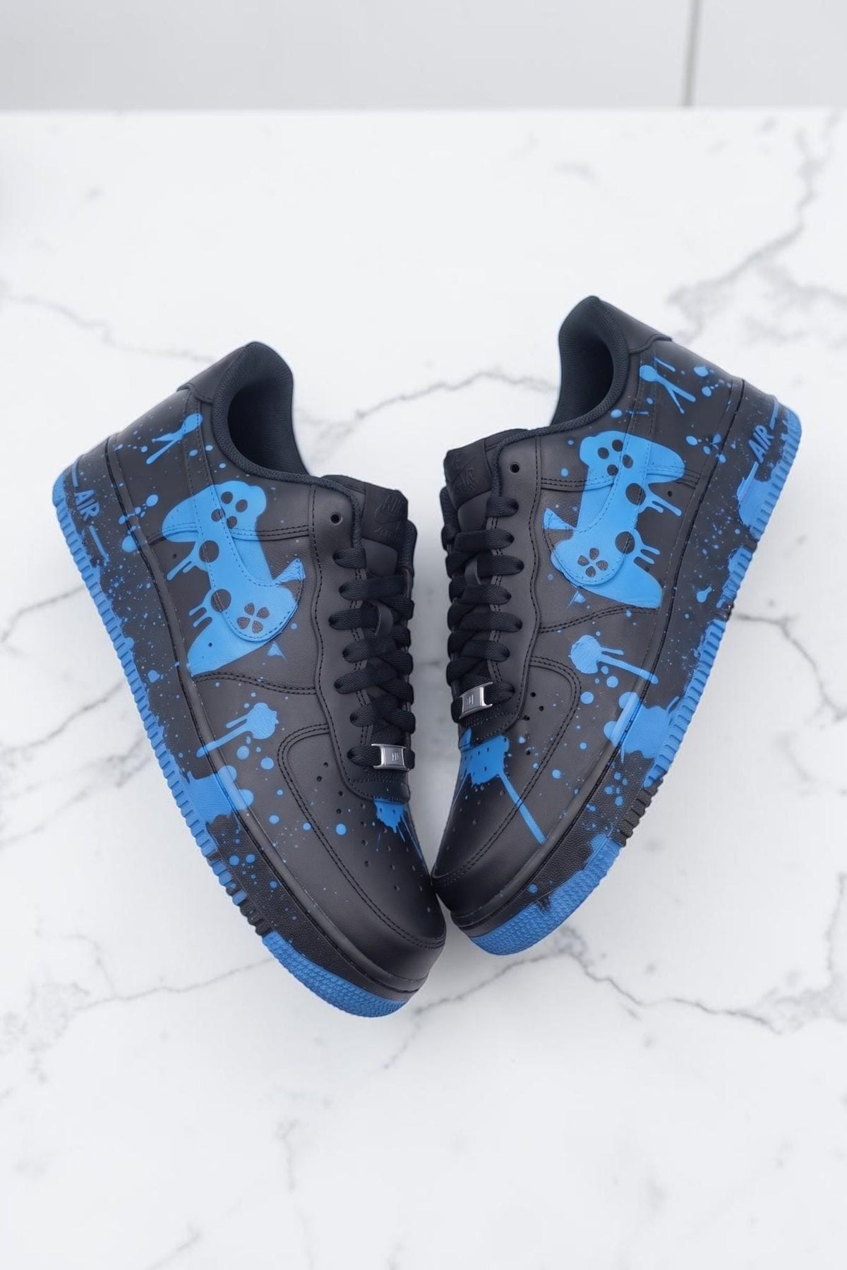 Custom Blue Game Sneakers, Blue Drip Hand Painted Shoes, Custom Streetwear Sneakers, Splash Paint Shoes, Unique Gift for Sneaker Lovers