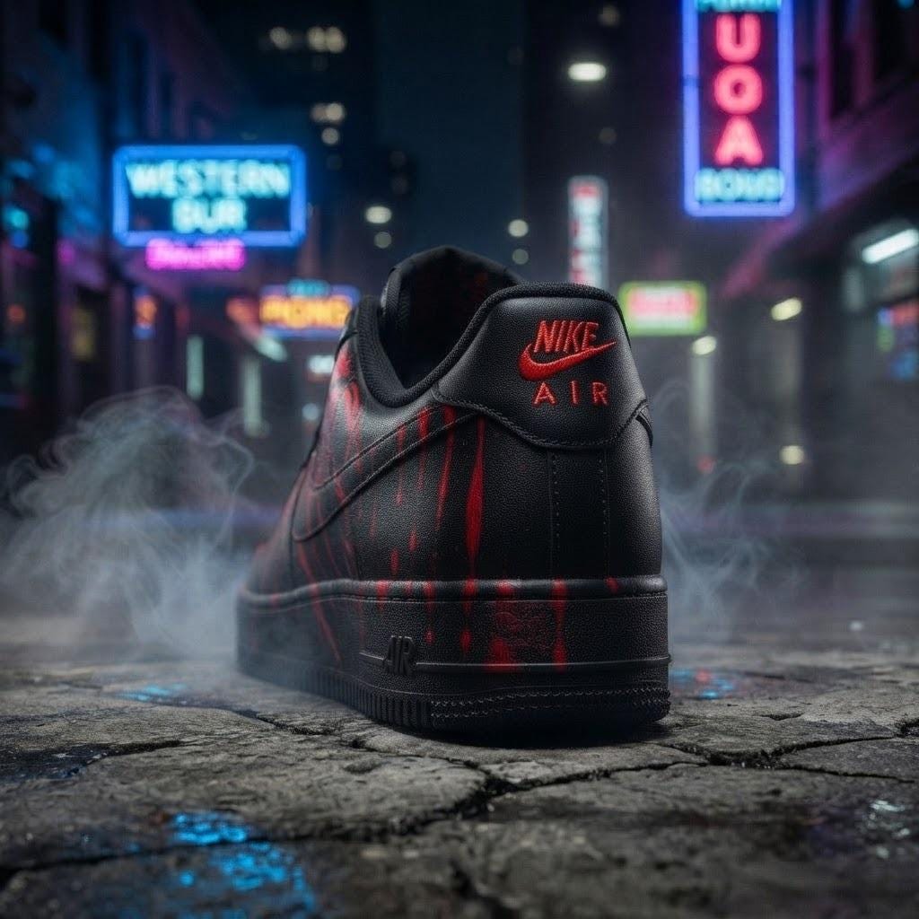 Custom Air Force 1 Shoes, Grim Reaper Blood Drip Hand Painted Sneakers, Halloween Goth Custom Footwear, Halloween Gift For Lovers
