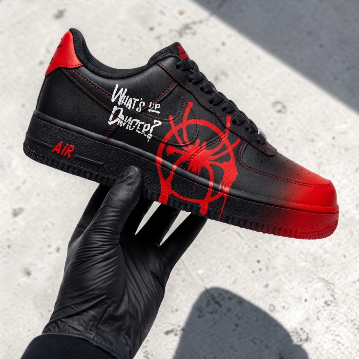 Custom Black Red Spider Sneakers, Hand Painted Comic Shoes, Spider Web Streetwear Sneakers, Unique Personalized Gift for Sneaker Lovers