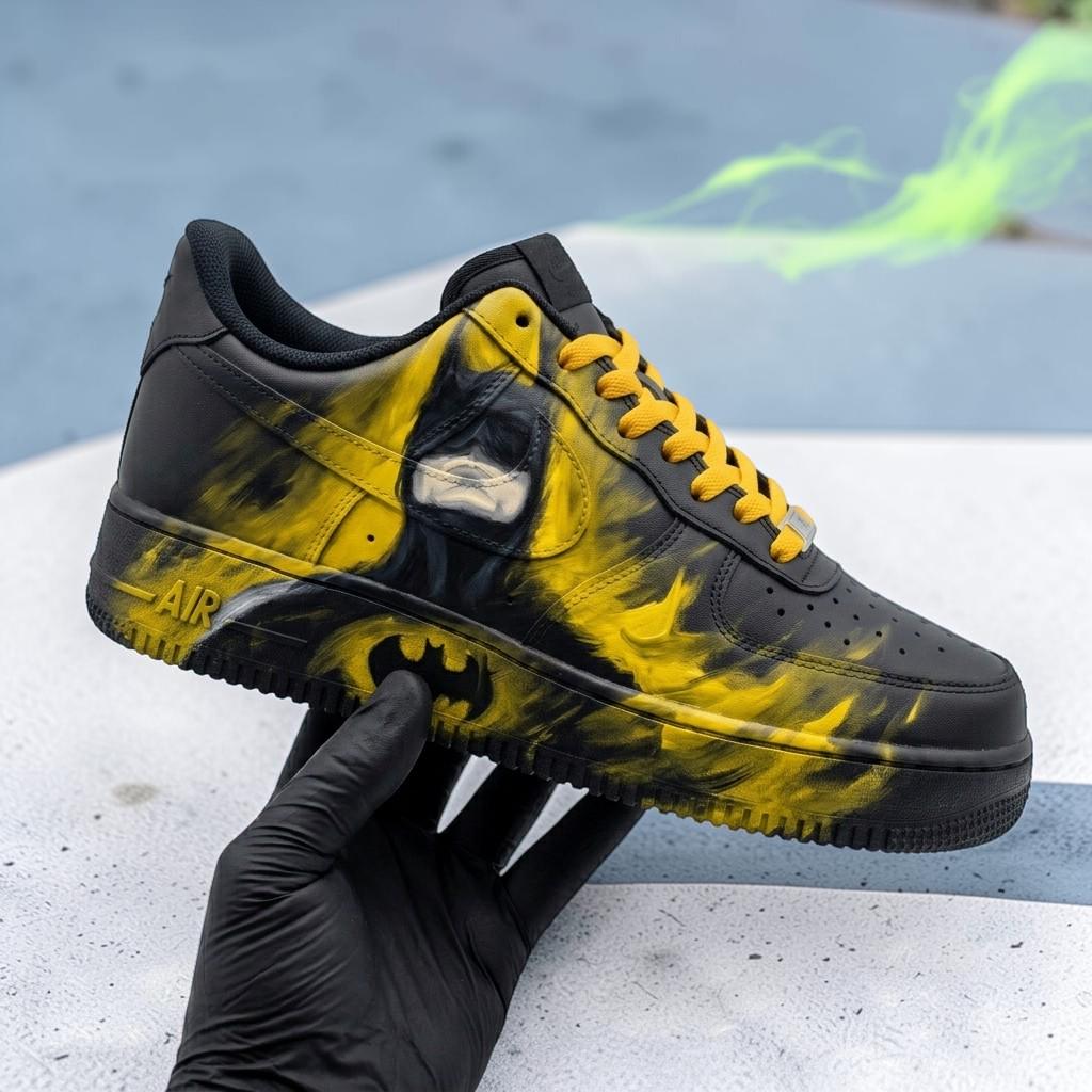 Custom Comic Style Sneakers, Hand Painted Black & Green Shoes, Villain Inspired Sneakers, Graffiti Drip Shoes, Streetwear Gift