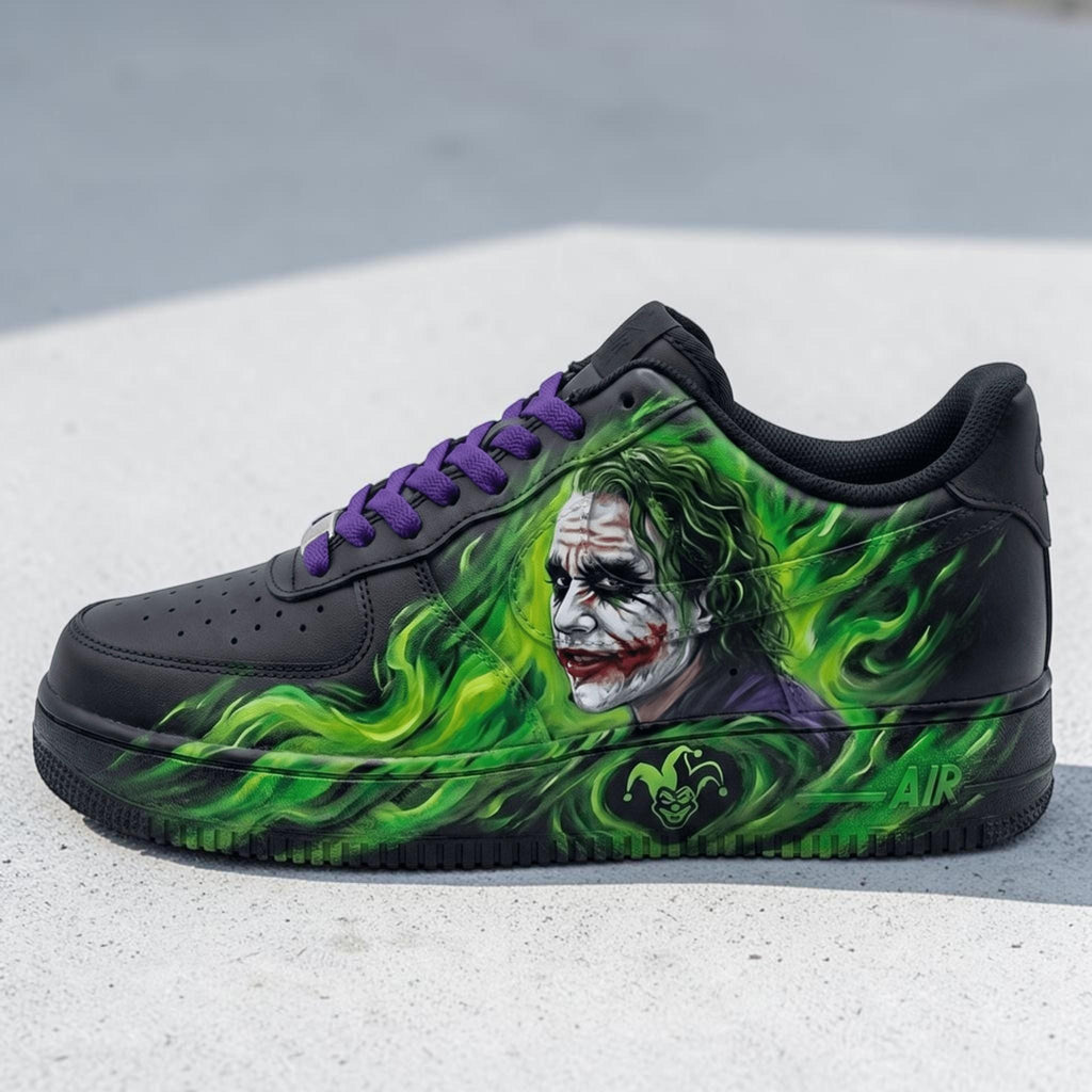Custom Comic Style Sneakers, Hand Painted Black & Green Shoes, Villain Inspired Sneakers, Graffiti Drip Shoes, Streetwear Gift